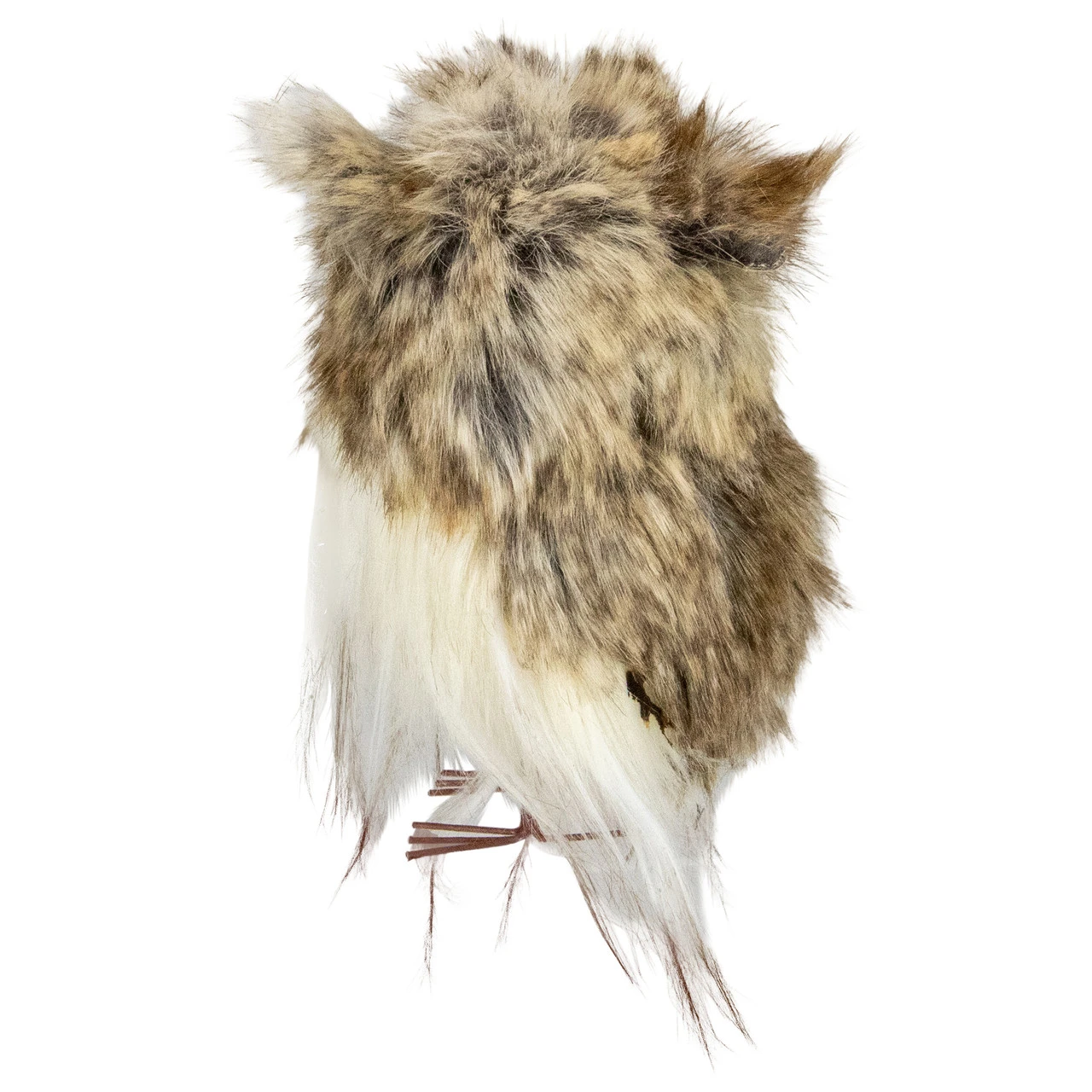 4.75" Brown And White Plush Fur Owl Christmas Ornament - Image 4