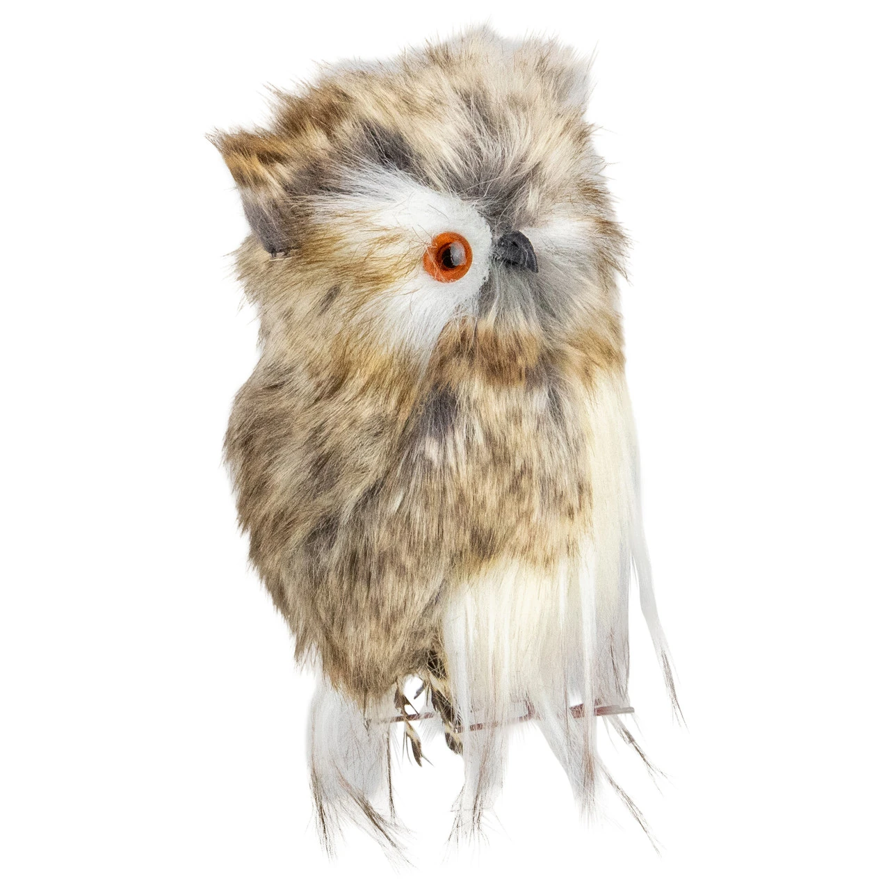 4.75" Brown And White Plush Fur Owl Christmas Ornament - Image 3