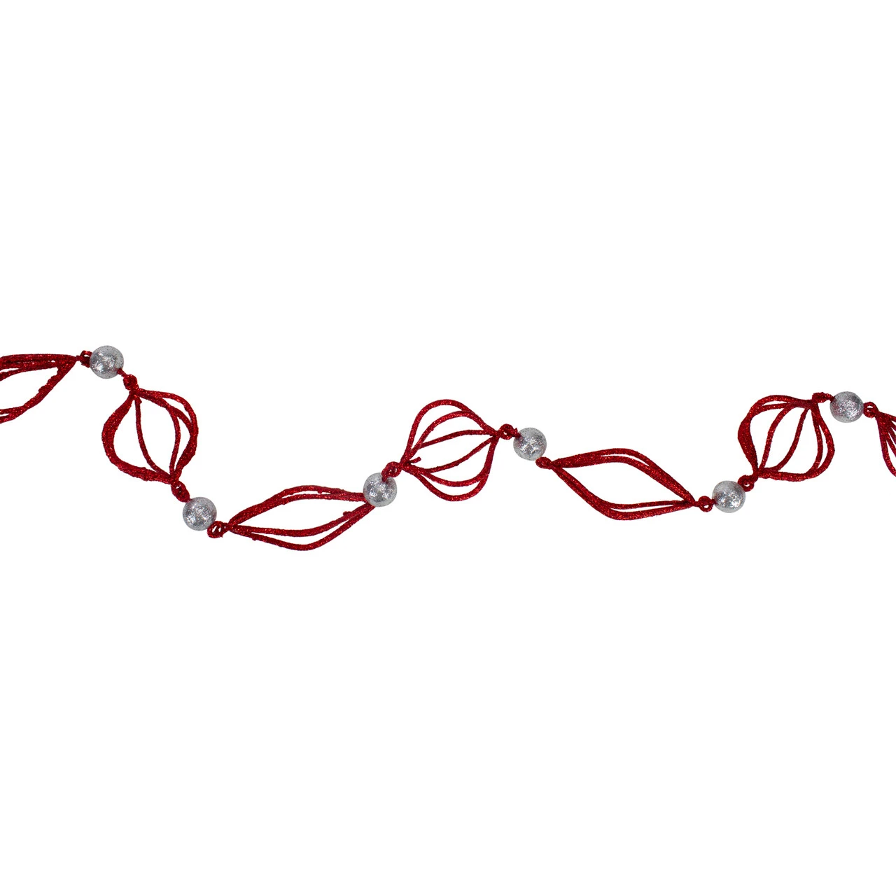 6' Red Glittered Finial And Onion With Silver Ball Christmas Garland - Image 2