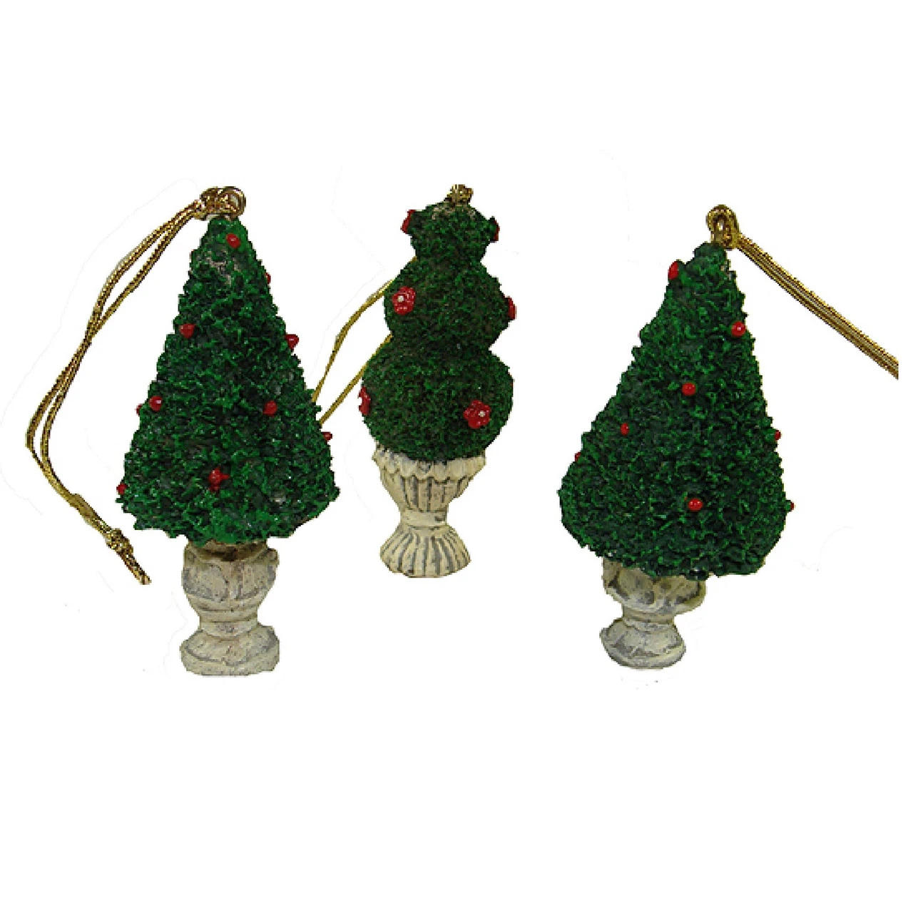 576ct Green And Ivory Potted Topiary Tree Christmas Ornaments 2.5" - Image 2