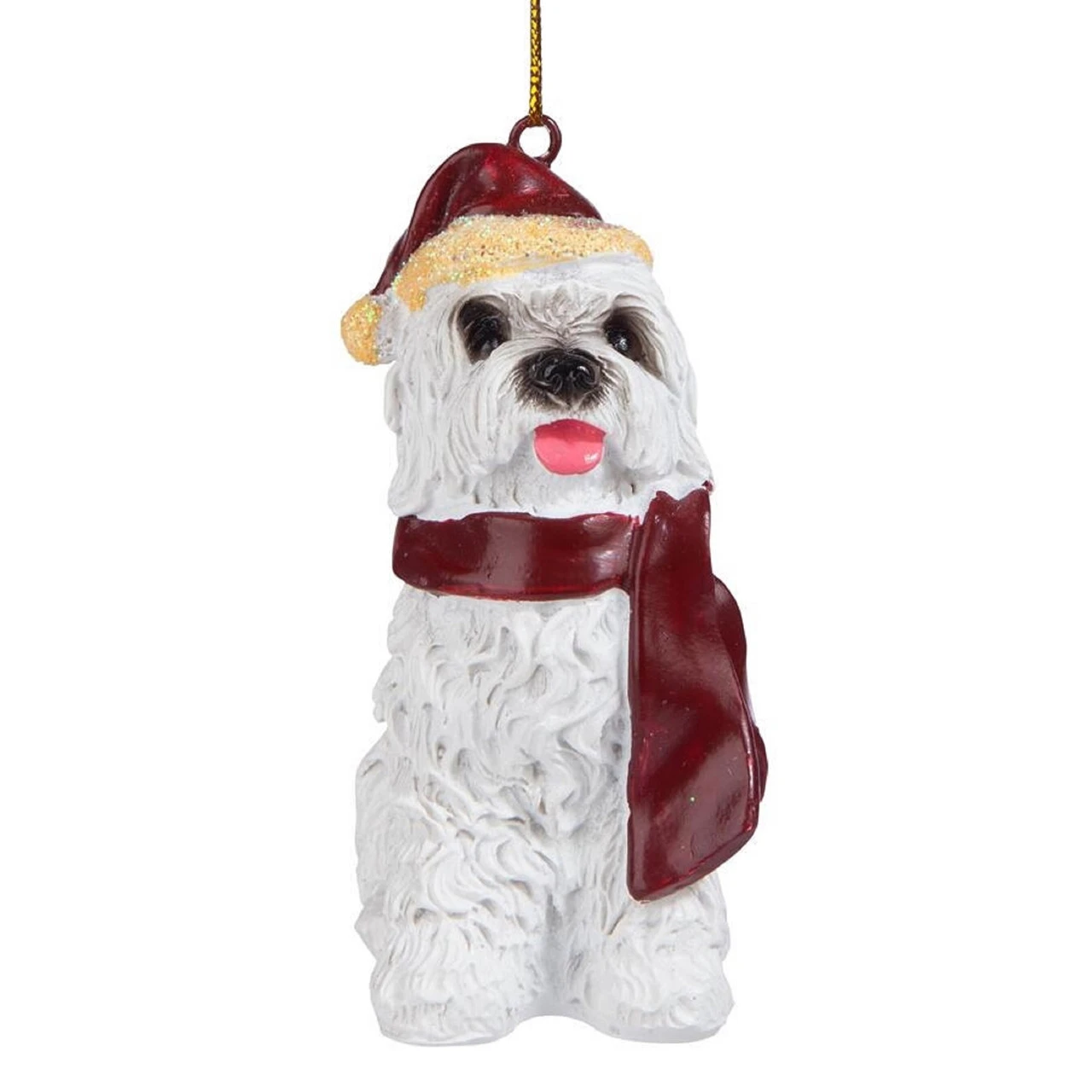 3.5" White Maltese Dog Christmas Ornament - Image 2
