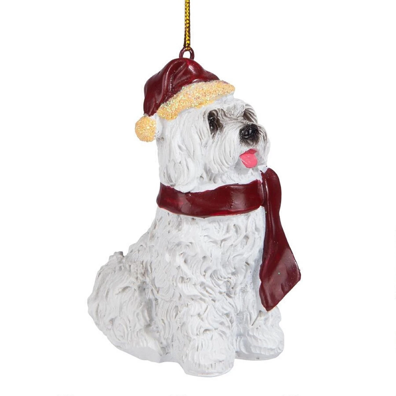 3.5" White Maltese Dog Christmas Ornament - Image 3