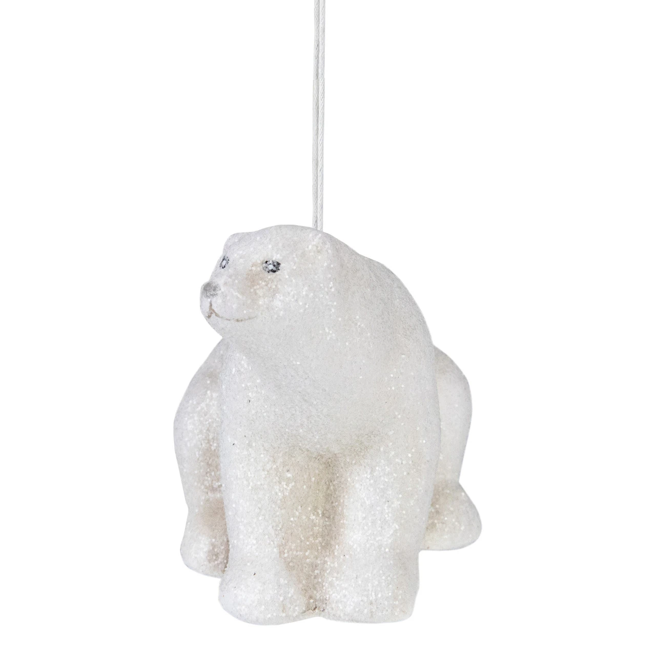 5" White Glitter Sitting Polar Bear Christmas Hanging Ornament - Image 2