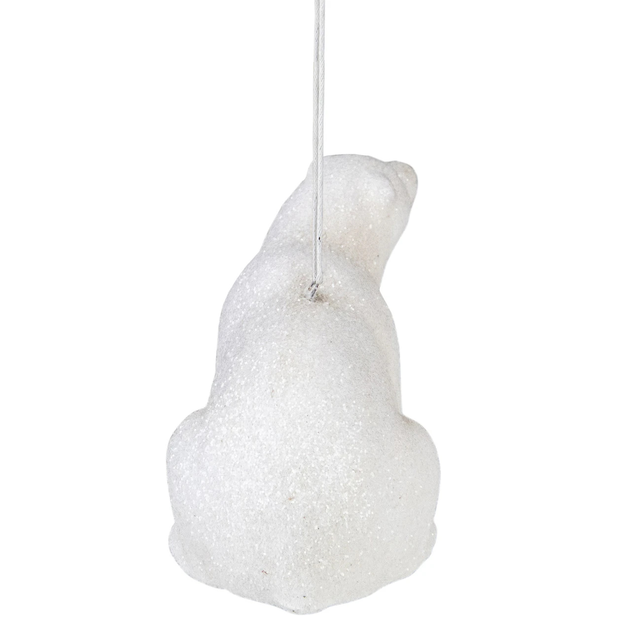 5" White Glitter Sitting Polar Bear Christmas Hanging Ornament - Image 3