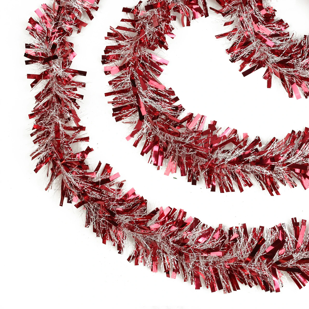 50' X 4" Red And White Wide Cut Snowblush Tinsel Christmas Garland - Unlit