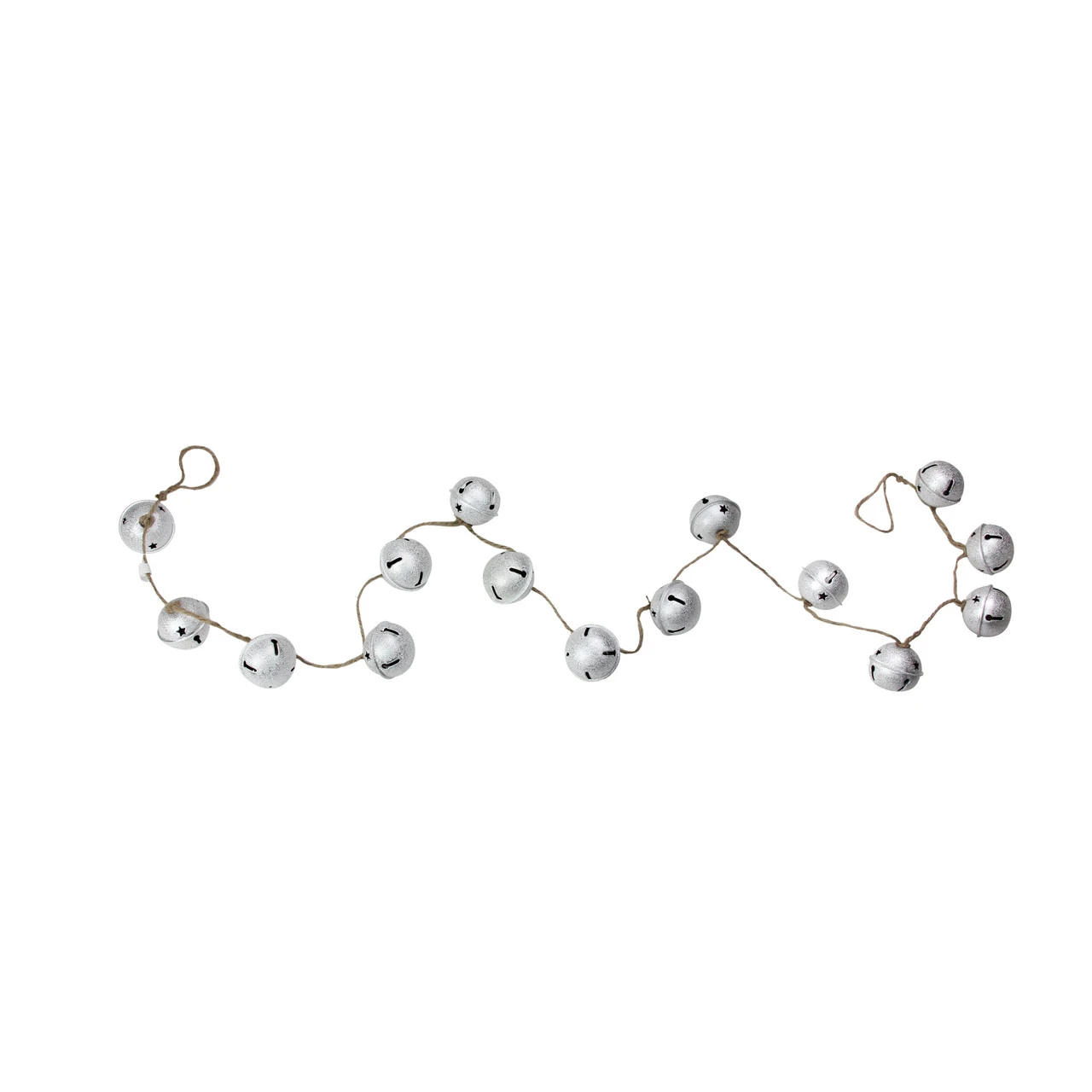 5' X 2" Silver And Black Jingle Bell Star Cutouts Artificial Christmas Garland - Unlit