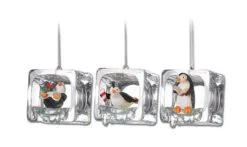 Club Pack Of 18 Clear Icy Crystal Decorative Christmas Penguin Ice Cube Ornaments 2"