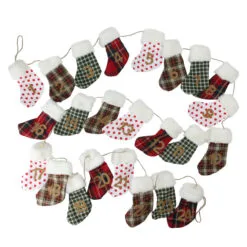 8' X 1" White And Red Stocking Artificial Christmas Garland - Unlit
