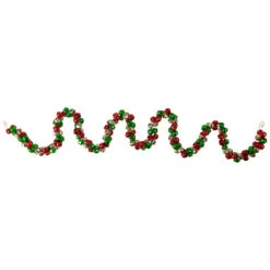 5' Red, Green And Gold Jingle Bell Christmas Garland