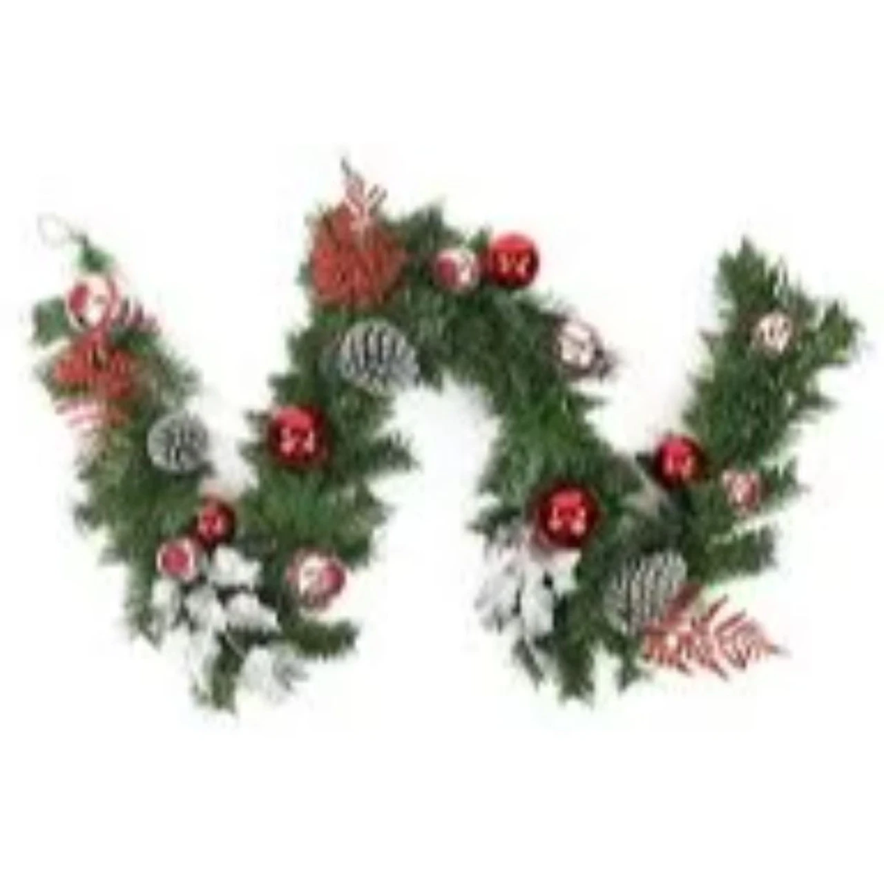 6' X 8" Red Ornaments And Pine Cone Artificial Christmas Garland - Unlit - Image 3