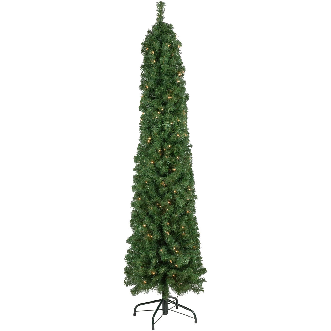 6' X 20" Pre-Lit Traditional Green Pine Pencil Artificial Christmas Tree - Clear Lights