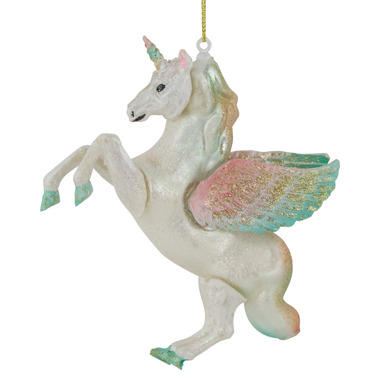 5.25" White Unicorn Glass Christmas Ornament - Image 6