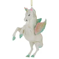 5.25" White Unicorn Glass Christmas Ornament