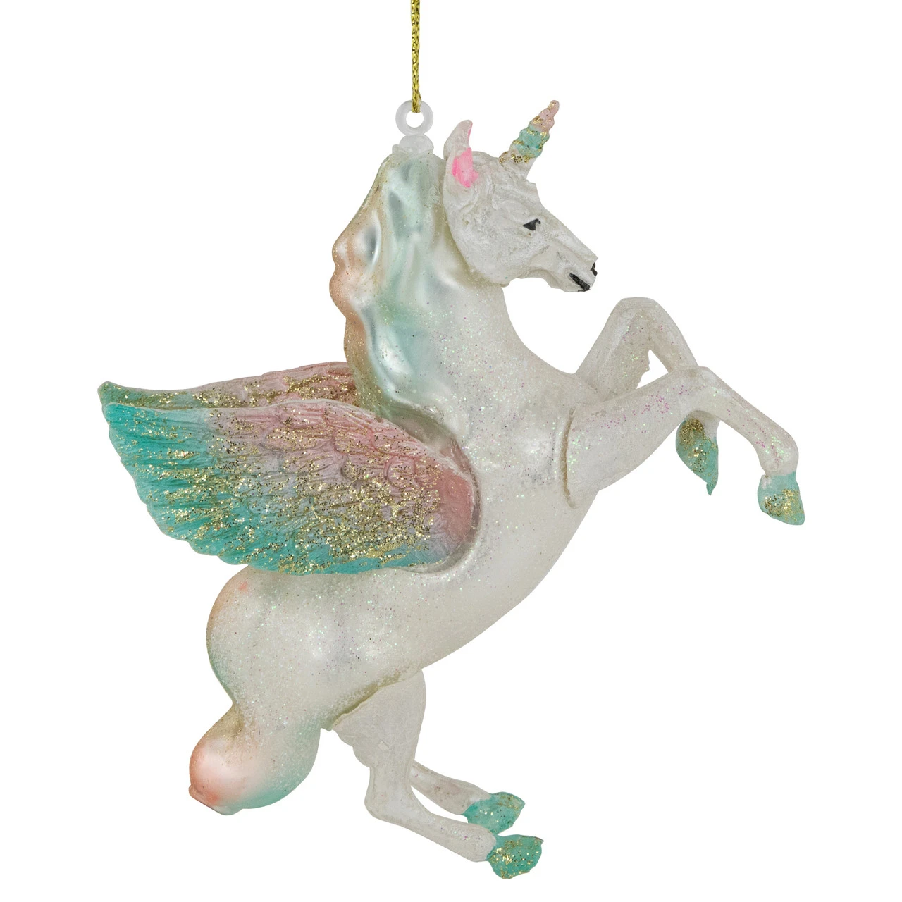 5.25" White Unicorn Glass Christmas Ornament - Image 4
