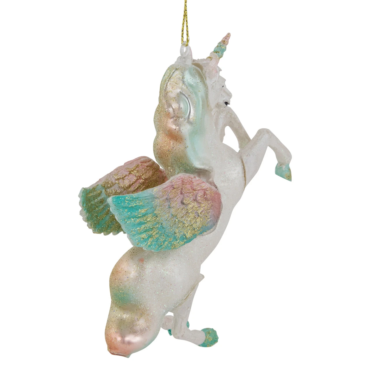 5.25" White Unicorn Glass Christmas Ornament - Image 5