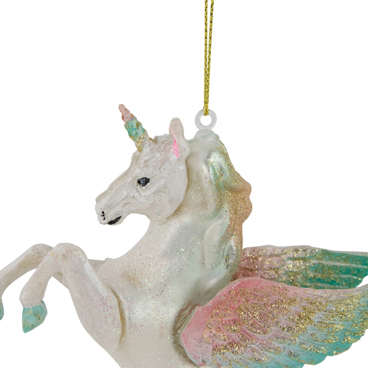 5.25" White Unicorn Glass Christmas Ornament - Image 3