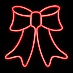 15" Red LED Lighted Neon Style Bow Christmas Window Silhouette