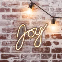 15" White LED Lighted "Joy" Neon Style Christmas Sign