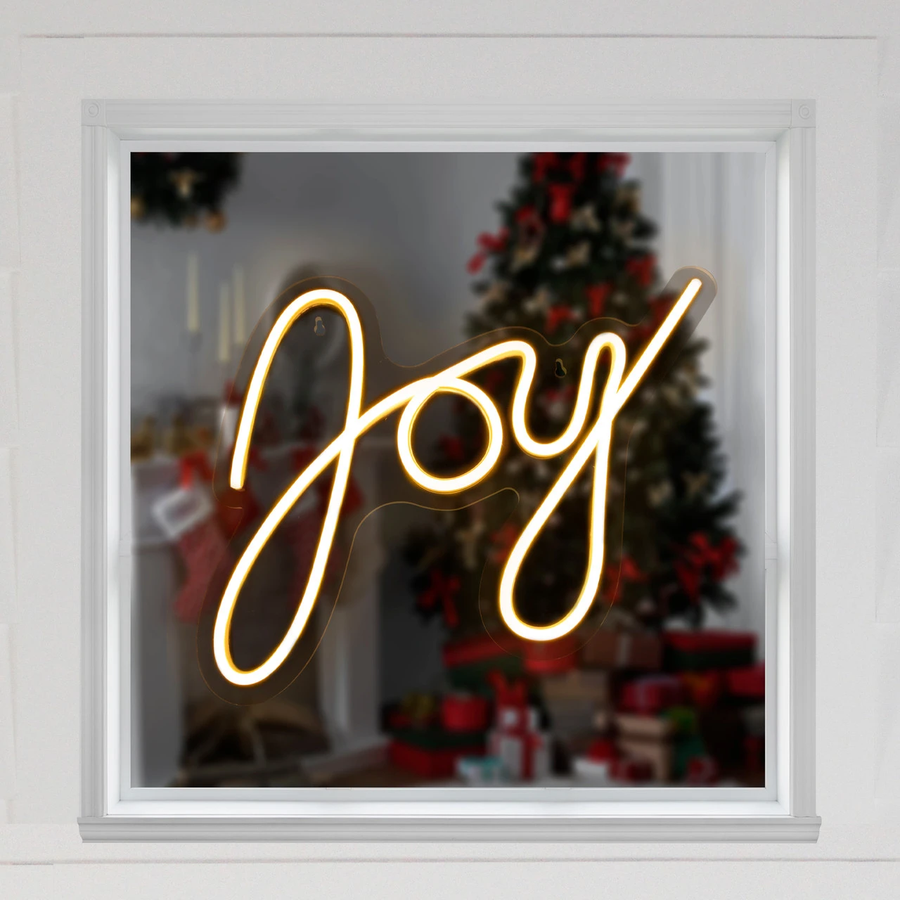 15" White LED Lighted "Joy" Neon Style Christmas Sign - Image 3