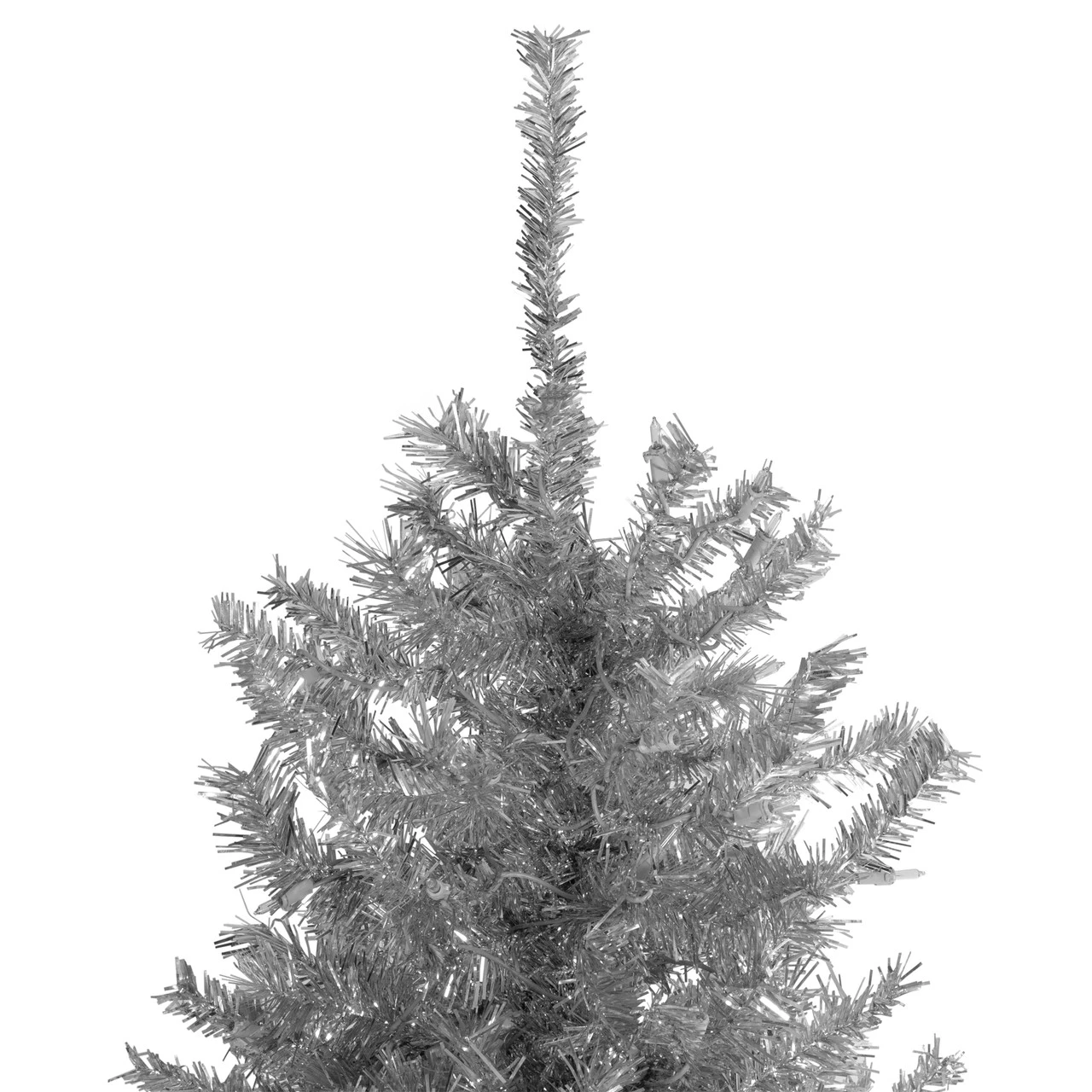 9’ Silver Tinsel Slim Artificial Christmas Tree - Unlit - Image 3