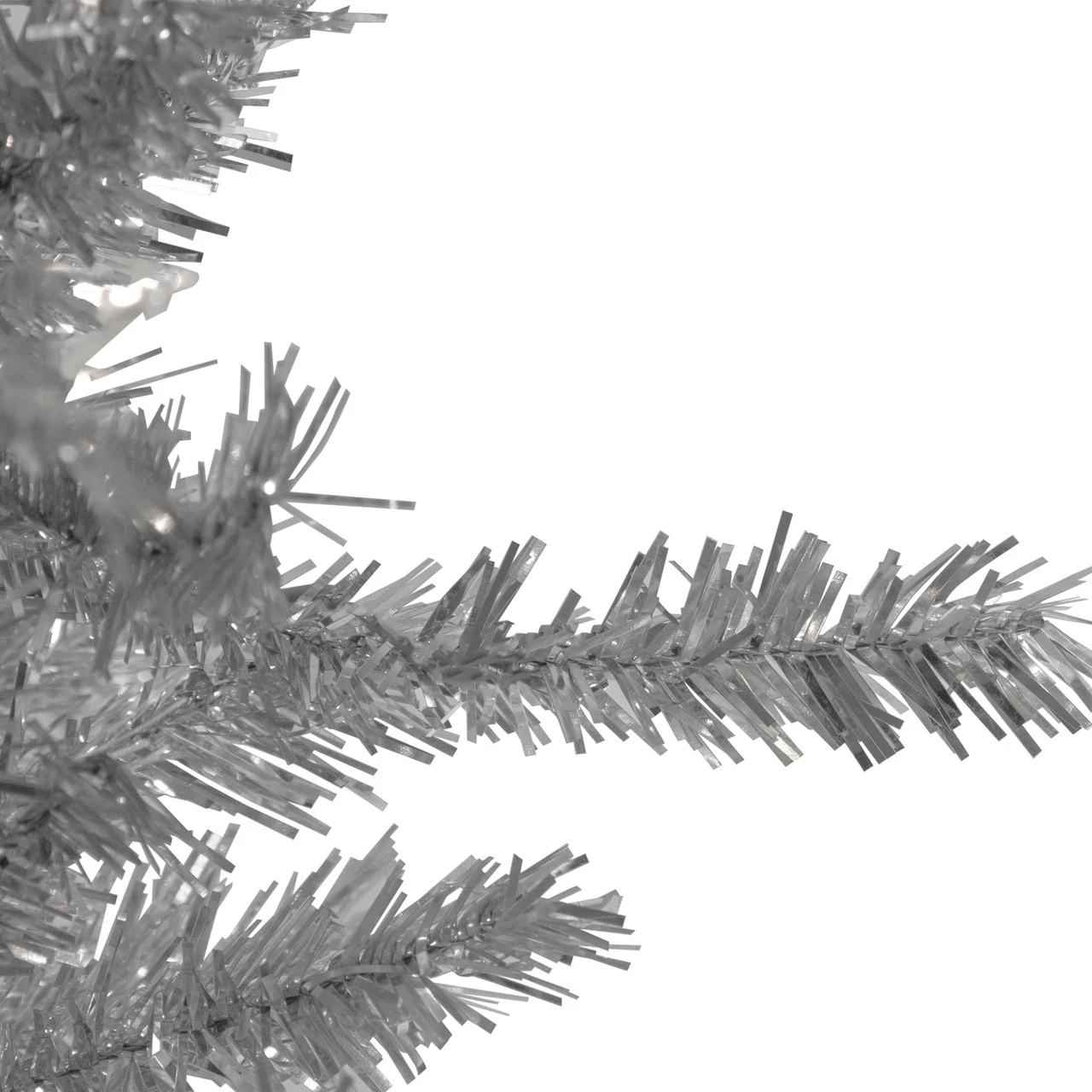 9’ Silver Tinsel Slim Artificial Christmas Tree - Unlit - Image 2