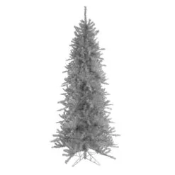 9’ Silver Tinsel Slim Artificial Christmas Tree - Unlit