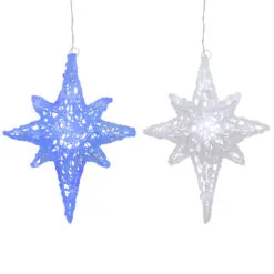 24" Color Changing Blue And White LED Bethlehem Star Hanging Christmas Decoration