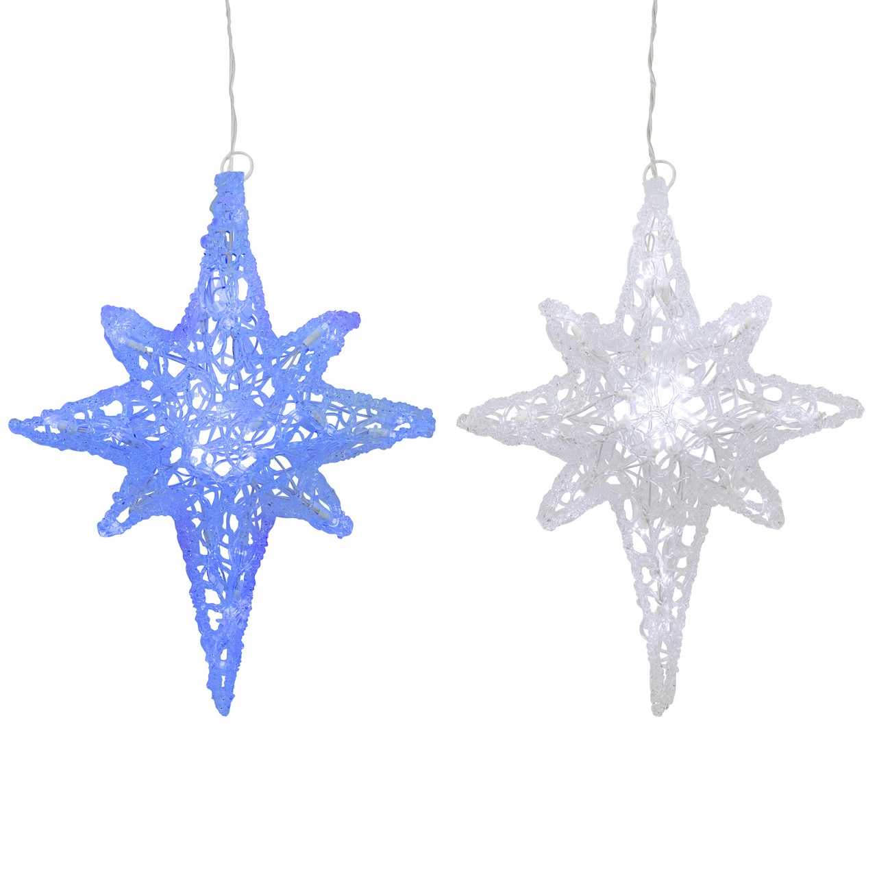 24" Color Changing Blue And White LED Bethlehem Star Hanging Christmas Decoration