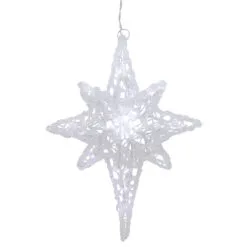 24" Pure White LED Twinkle Bethlehem Star Hanging Christmas Decoration
