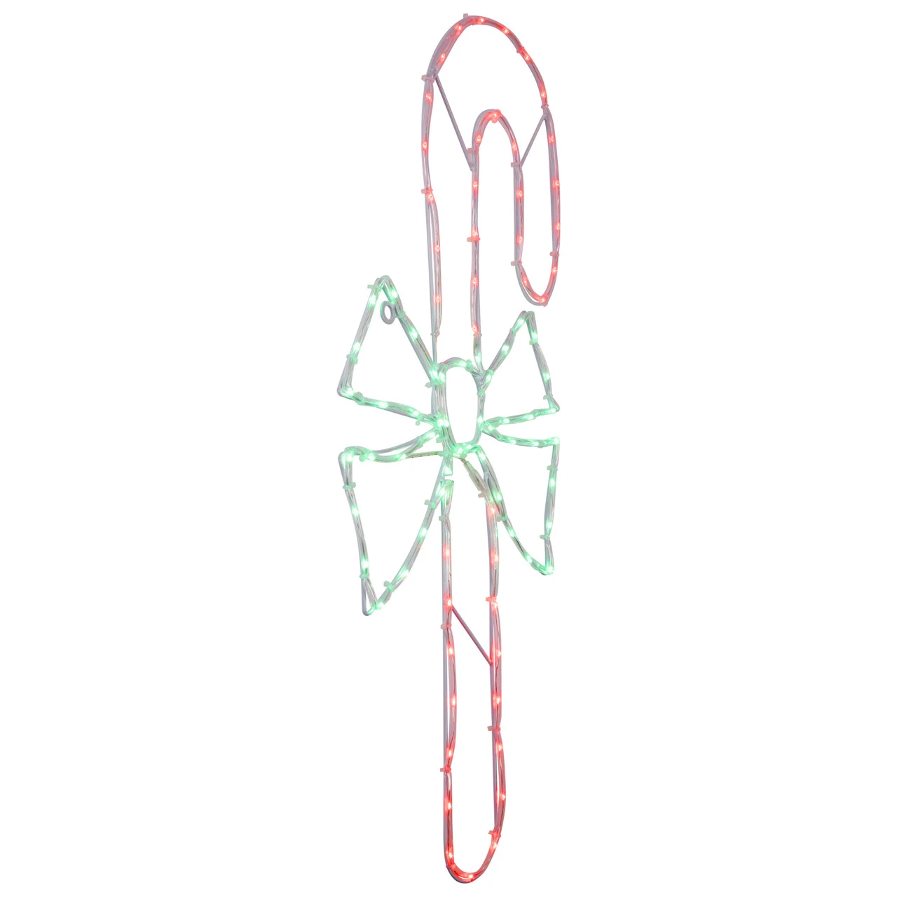 28" Green And White LED Lighted Candy Cane With Bow Christmas Window Silhouette - Image 4