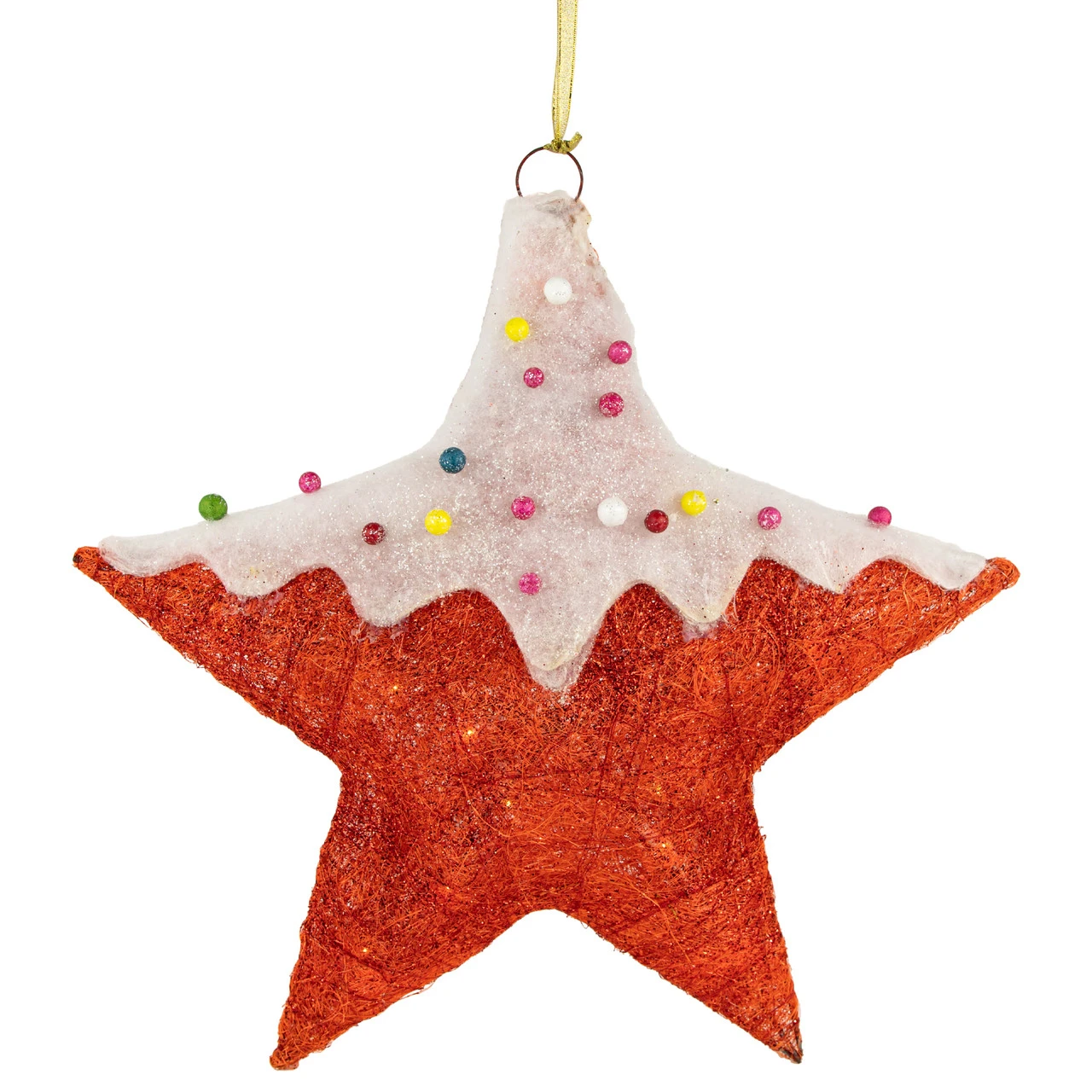 18" Lighted Red And White Candy Covered Sisal Star Christmas Window Decoration