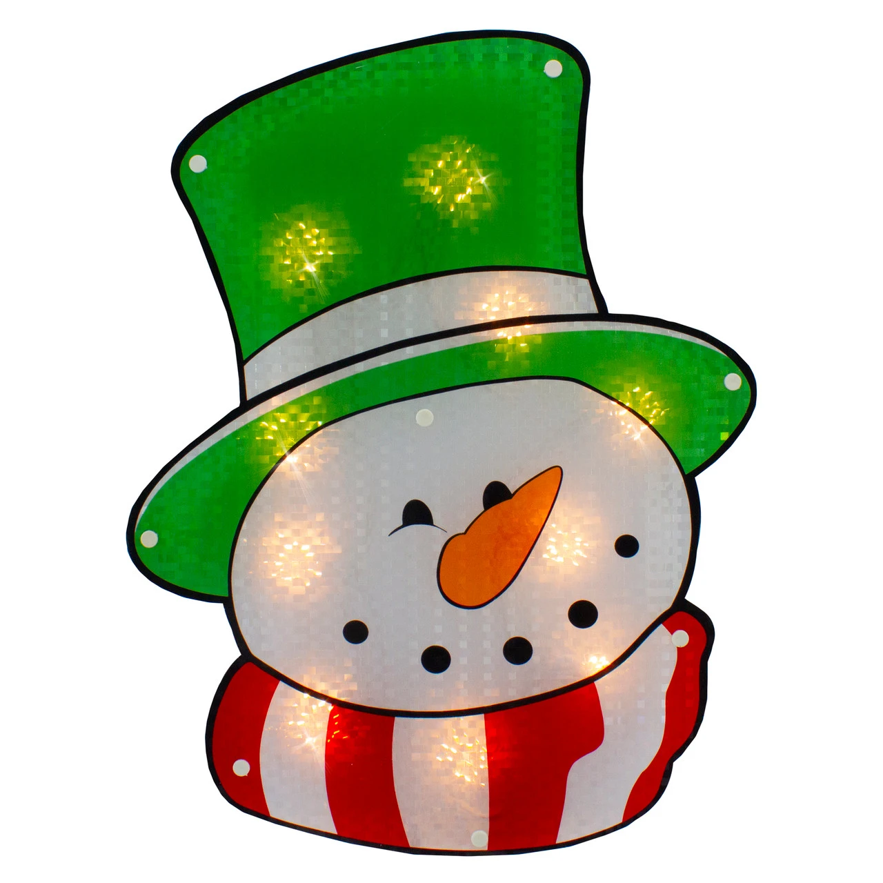 15.75" Lighted Holographic Snowman Christmas Window Silhouette