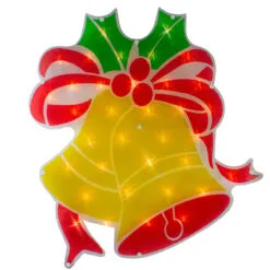 19" Lighted Christmas Bells Window Silhouette