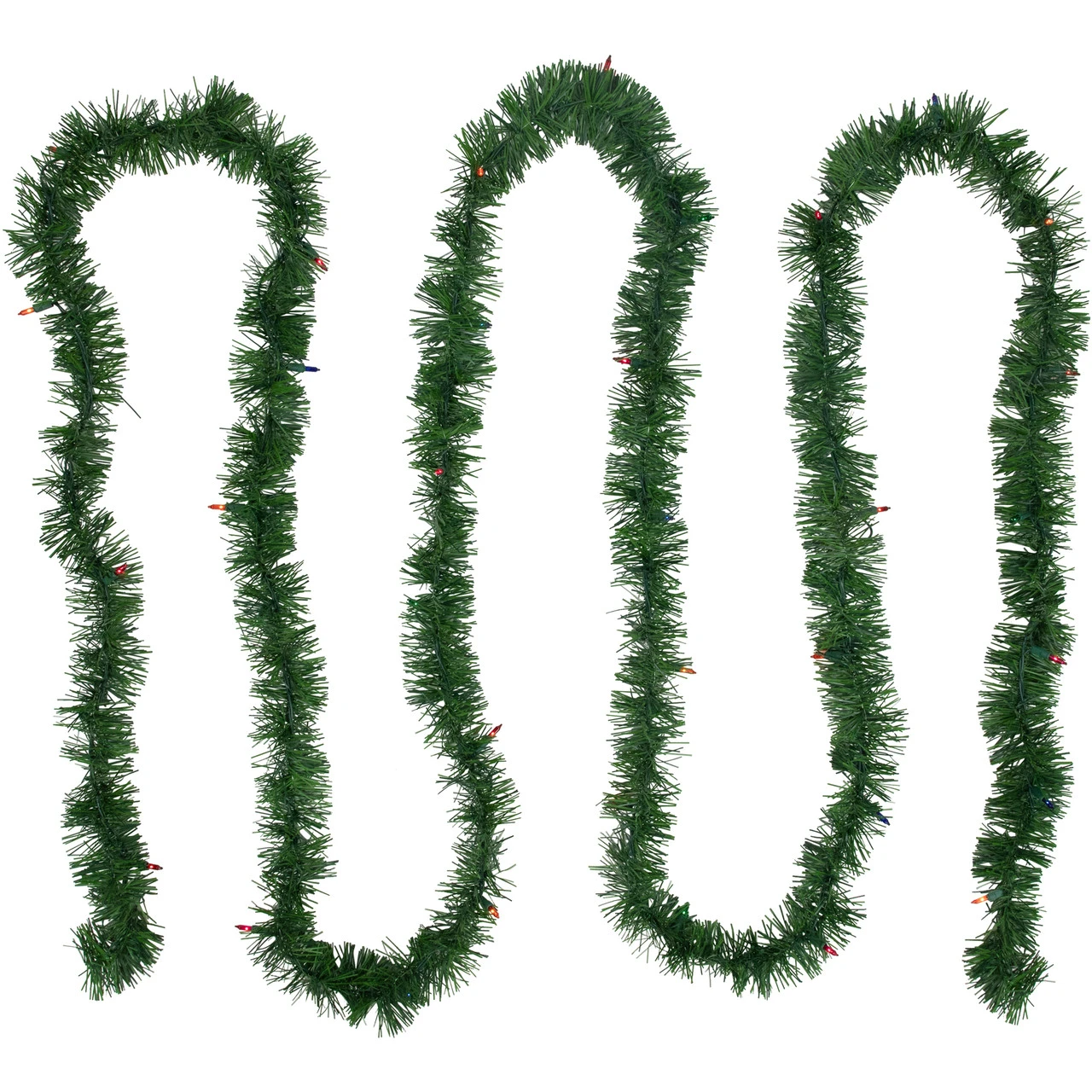 18' Pre-Lit Pine Two-tone Artificial Christmas Garland - Multicolor Lights