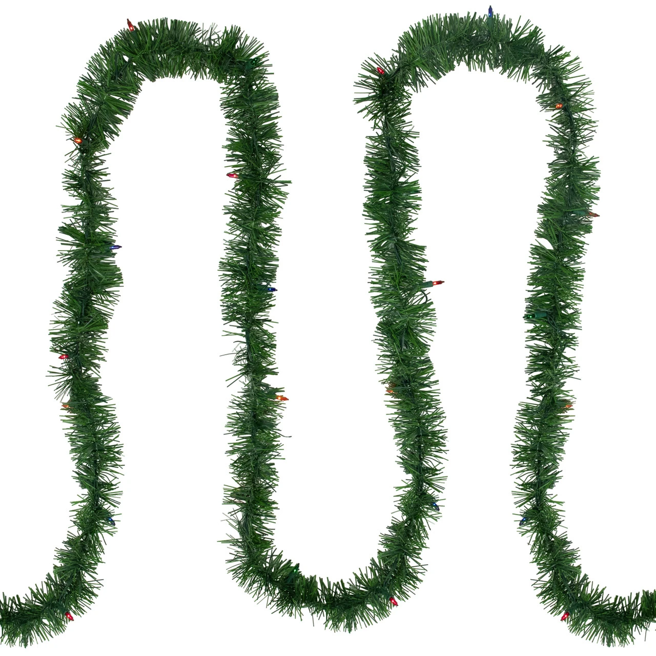 18' Pre-Lit Pine Two-tone Artificial Christmas Garland - Multicolor Lights - Image 3