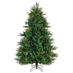 7.5' Pre-Lit Juniper Pine Artificial Christmas Tree, Warm White LED Lights