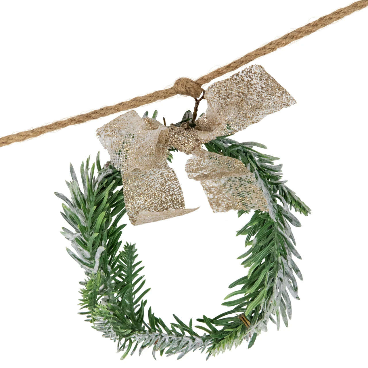 4.75" Snowflake And Frosted Pine Christmas Garland With Wooden Beads - Unlit - Image 4