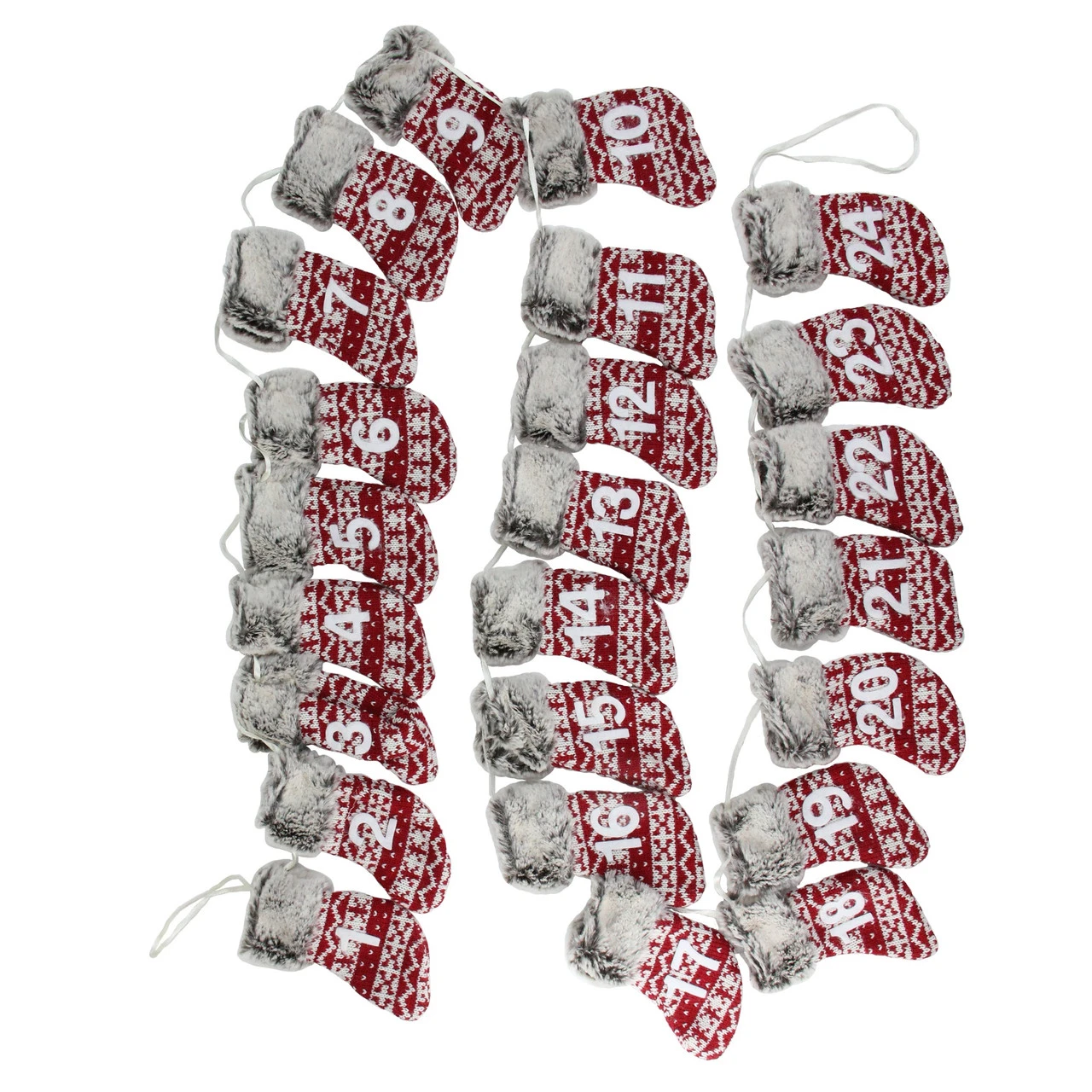 7.8' X 5" Red And Gray Countdown Christmas Stocking Garland - Unlit - Image 2