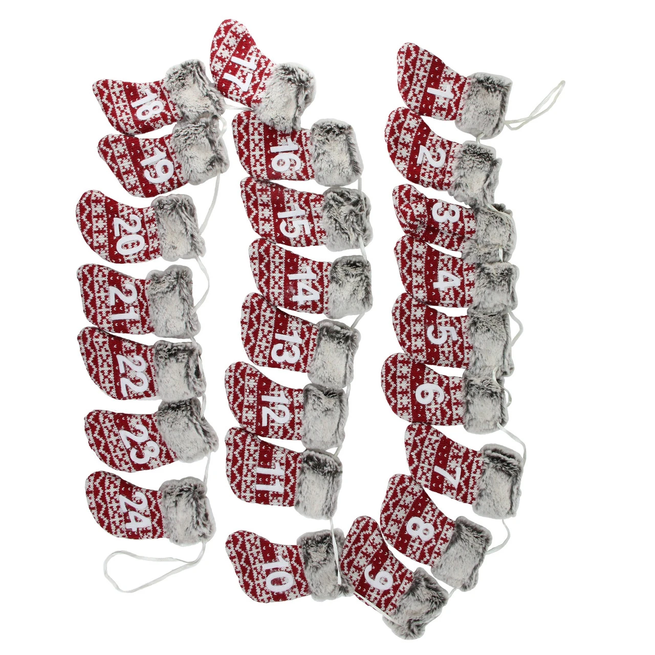 7.8' X 5" Red And Gray Countdown Christmas Stocking Garland - Unlit - Image 3
