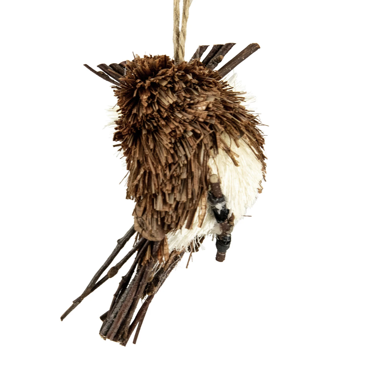 Set 3 Sisal And Twig Owl Christmas Ornaments, 3.5" - Image 5