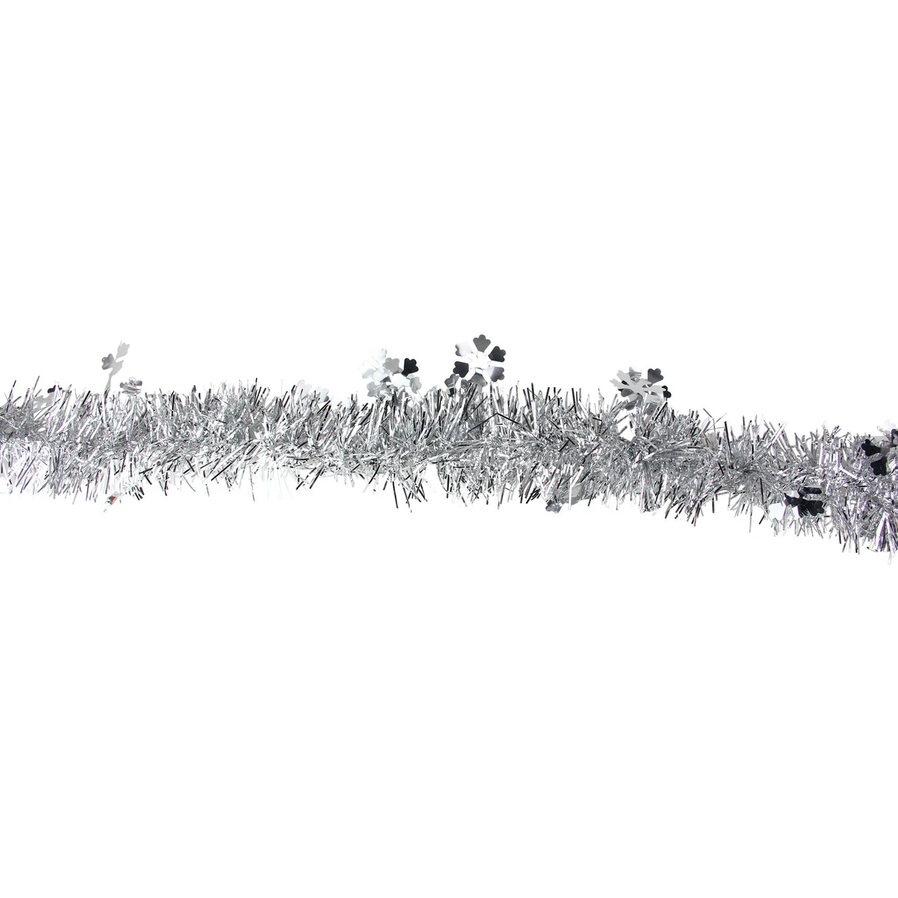 50" X 2.75' Silver Snowflakes Tinsel Artificial Christmas Garland - Unlit - Image 2