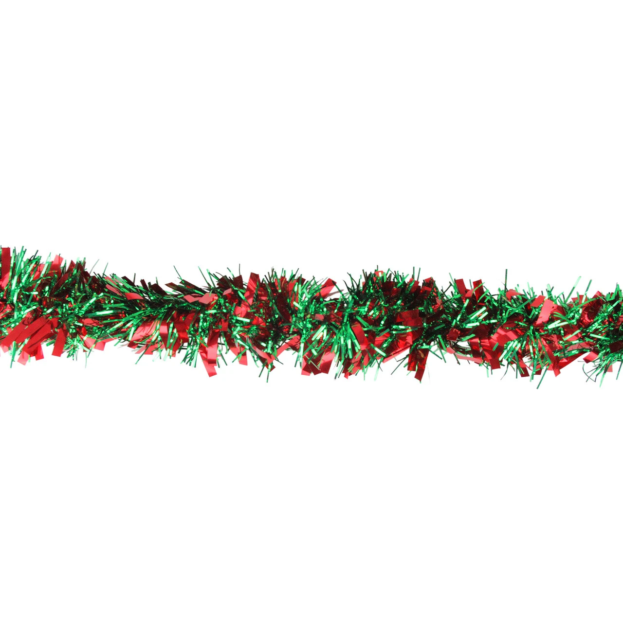 50' X 4" Shiny Green And Red Wide Cut Tinsel Christmas Garland - Unlit - Image 2
