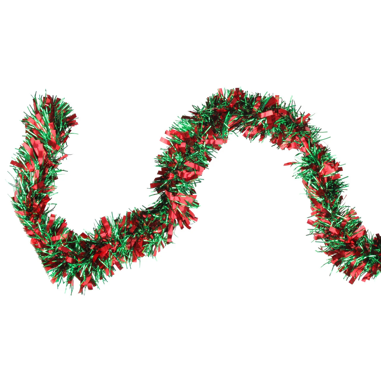 50' X 4" Shiny Green And Red Wide Cut Tinsel Christmas Garland - Unlit