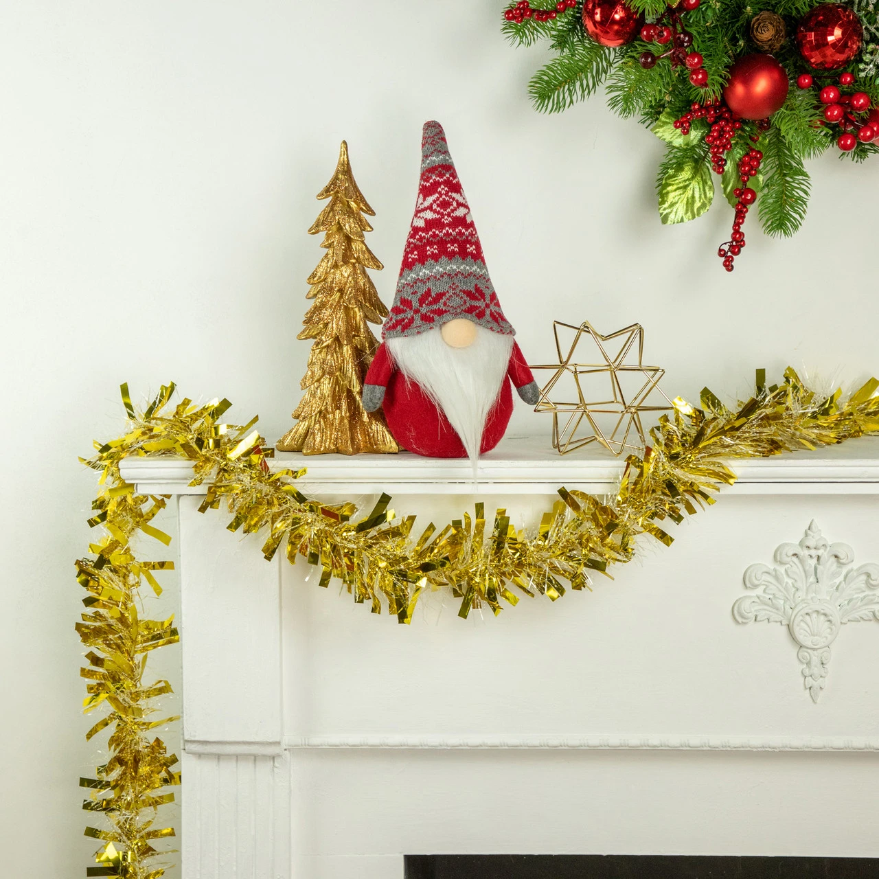 50' X 4' Gold And Snowblush Wide Cut Tinsel Christmas Garland - Unlit - Image 2