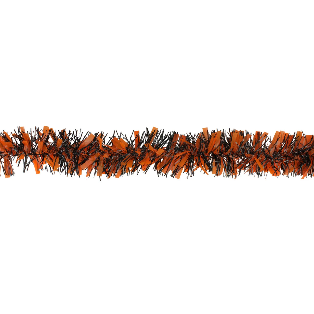 50' Orange And Black Halloween Tinsel Garland - Unlit - Image 2