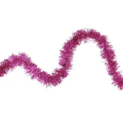 Shiny Pink Traditional Tinsel Garland - 50 Feet, Unlit