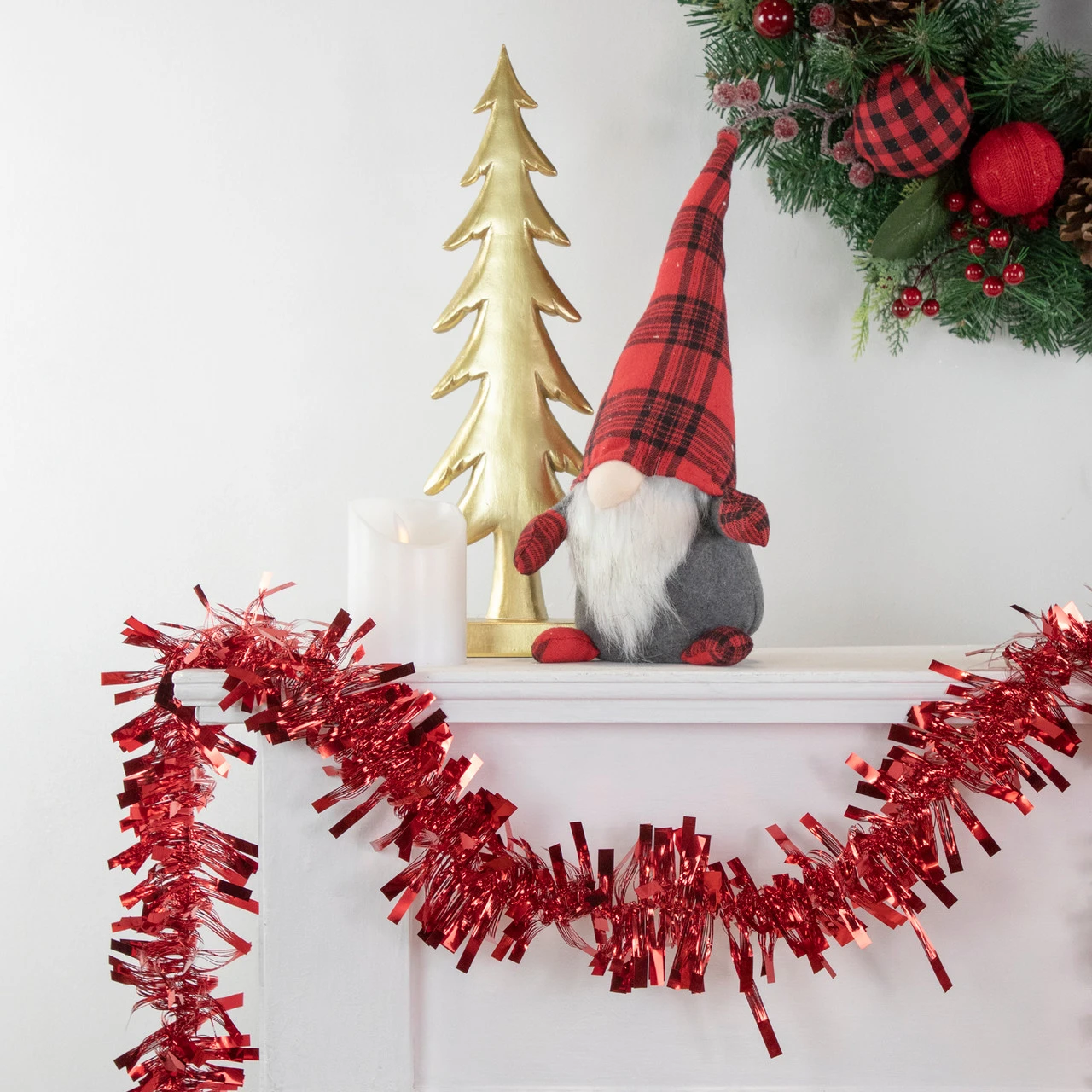 50' X 3" Red Boa Wide Cut Tinsel Christmas Garland - Unlit - Image 2