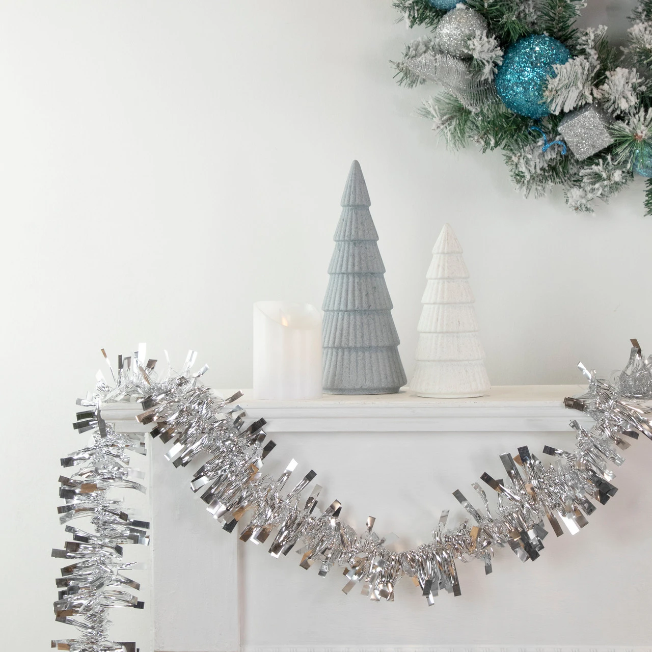 50' X 3" Silver Boa Wide Cut Tinsel Christmas Garland - Unlit - Image 2