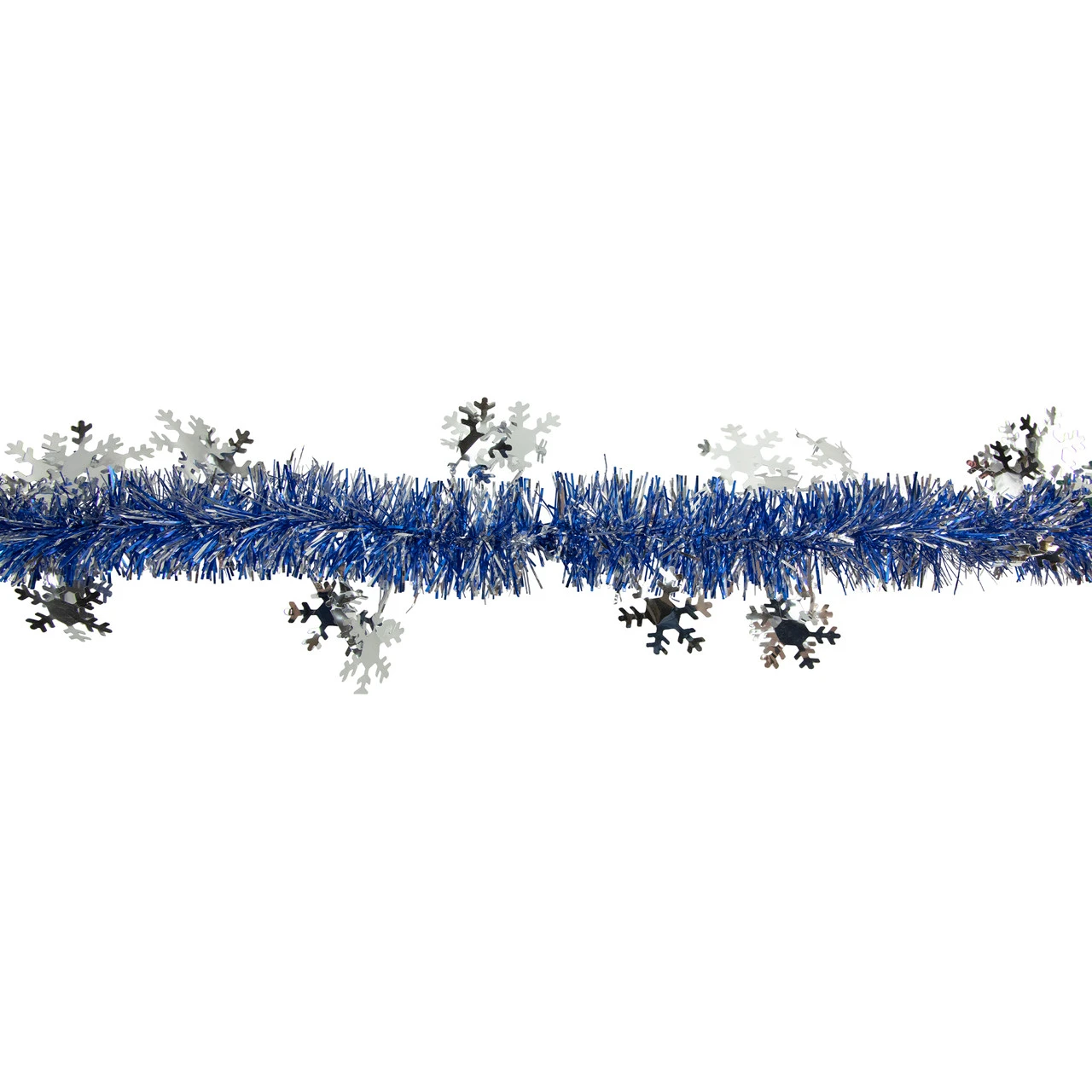 50' X 2" Royal Blue And Silver Christmas Tinsel Garland With Snowflakes - Unlit - Image 3