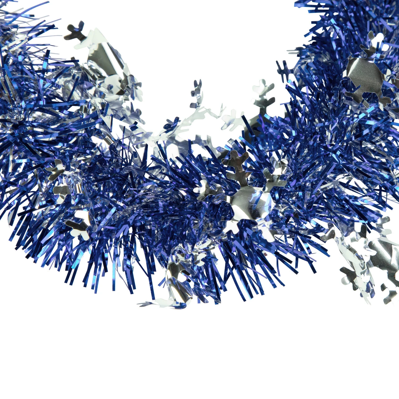 50' X 2" Royal Blue And Silver Christmas Tinsel Garland With Snowflakes - Unlit - Image 4